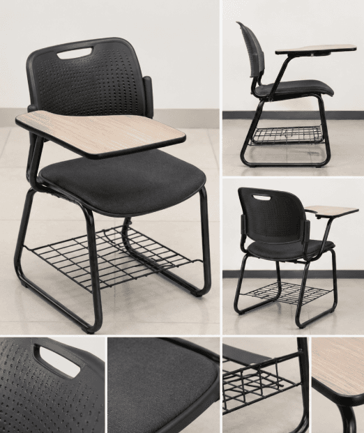 SILLA UNIVERSITARIA CON TABLETA Y REJILLA PORTALIBROS 